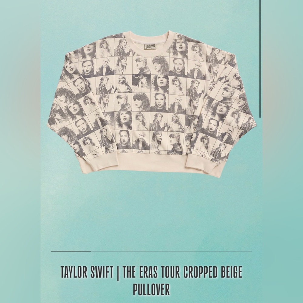 Taylor Swift Cropped Beige Crewneck Pullover Sweatshirt
